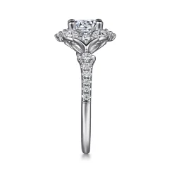 Sale Gabriel & Co. Veronique - Unique 14K White Gold Vintage Inspired Halo Diamond Engagement Ring