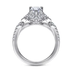 Gabriel & Co. Veronique - Unique 14K White Gold Vintage Inspired Pear Shape Halo Diamond Engagement Ring