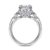 Hot Gabriel & Co. Veronique - Unique 14K White Gold Vintage Inspired Cushion Halo Diamond Engagement Ring