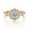 Clearance Gabriel & Co. Veronique - Unique 14K Yellow Gold Vintage Inspired Halo Diamond Engagement Ring