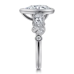 Best Gabriel & Co. Veyra - 14K White Gold Pear Shape Three Stone Bezel Diamond Engagement Ring