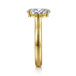 Clearance Gabriel & Co. Villa - 14K Yellow Gold Half Bezel Oval Diamond Engagement Ring