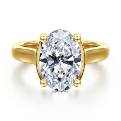 New Gabriel & Co. Villa - 14K Yellow Gold Half Bezel Oval Diamond Engagement Ring