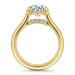 Sale Gabriel & Co. Villa - 14K Yellow Gold Half Bezel Oval Diamond Engagement Ring