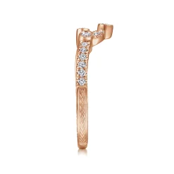 New Gabriel & Co. Vintage Inspired 14K Rose Gold Curved Diamond Wedding Band - 0.18 ct
