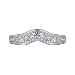 Sale Gabriel & Co. Vintage Inspired 14K White Gold Curved Channel Set Diamond Wedding Band with Engraving - 0.5 ct