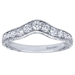 Gabriel & Co. Vintage Inspired 14K White Gold Curved Diamond Wedding Band - 0.5 ct