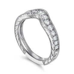 Gabriel & Co. Vintage Inspired 14K White Gold Curved Diamond Wedding Band - 0.5 ct
