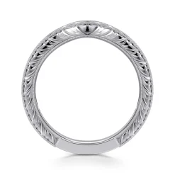 Gabriel & Co. Vintage Inspired 14K White Gold Curved Diamond Wedding Band - 0.5 ct
