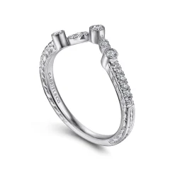 Outlet Gabriel & Co. Vintage Inspired 14K White Gold Curved Diamond Wedding Band - 0.18 ct