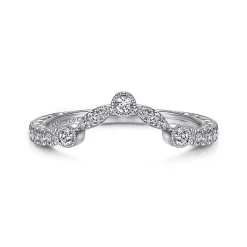 Outlet Gabriel & Co. Vintage Inspired 14K White Gold Curved Diamond Wedding Band - 0.18 ct