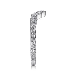 Best Gabriel & Co. Vintage Inspired 14K White Gold Curved Diamond Wedding Band - 0.1 ct