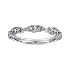 Sale Gabriel & Co. Vintage Inspired 14K White Gold Marquise Station Diamond Anniversary Band - 0.15 ct