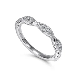 Sale Gabriel & Co. Vintage Inspired 14K White Gold Marquise Station Diamond Anniversary Band - 0.15 ct