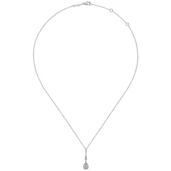Online Gabriel & Co. Vintage 14K White Gold Diamond Teardrop Pendant Necklace