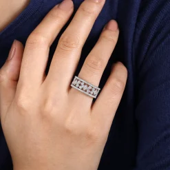 Sale Gabriel & Co. Vintage 14K White Gold Diamond Wide Band Ring
