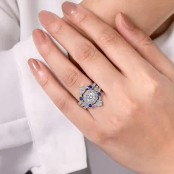 Discount Gabriel & Co. Vintage 14K White Gold Sapphire and Diamond Ring Enhancer - 0.35 ct