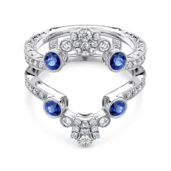 Discount Gabriel & Co. Vintage 14K White Gold Sapphire and Diamond Ring Enhancer - 0.35 ct