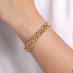 Hot Gabriel & Co. Vintage 14K Yellow Gold Open Filligree Bangle