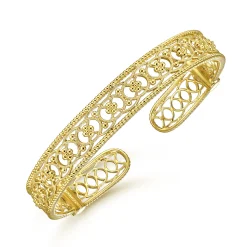 Hot Gabriel & Co. Vintage 14K Yellow Gold Open Filligree Bangle