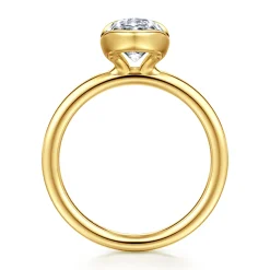 Clearance Gabriel & Co. Vivienne - 14K Yellow Gold Half Bezel Marquise Shape Solitaire Diamond Engagement Ring
