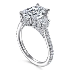 Gabriel & Co. Wade - 14K White Gold Oval Three Stone Halo Diamond Engagement Ring