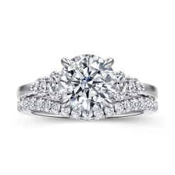 Online Gabriel & Co. Wave - 14K White Gold Round Diamond Engagement Ring