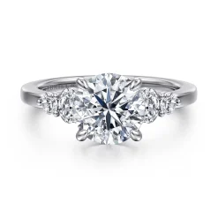 Online Gabriel & Co. Wave - 14K White Gold Round Diamond Engagement Ring