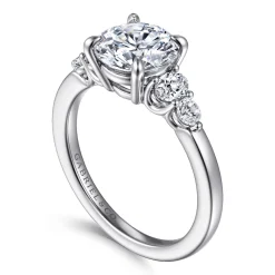 Online Gabriel & Co. Wave - 14K White Gold Round Diamond Engagement Ring