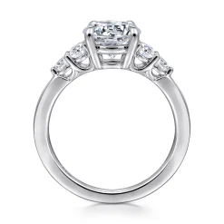 Sale Gabriel & Co. Wave - 14K White Gold Round Five Stone Diamond Engagement Ring