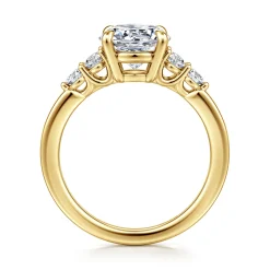Hot Gabriel & Co. Wave - 14K Yellow Gold Round Diamond Engagement Ring