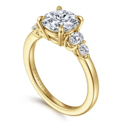 Hot Gabriel & Co. Wave - 14K Yellow Gold Round Diamond Engagement Ring