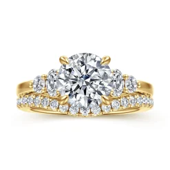 Hot Gabriel & Co. Wave - 14K Yellow Gold Round Diamond Engagement Ring