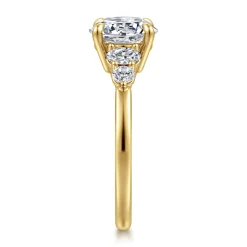 Hot Gabriel & Co. Wave - 14K Yellow Gold Round Diamond Engagement Ring