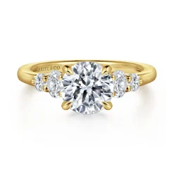 Online Gabriel & Co. Wave - 14K Yellow Gold Round Diamond Engagement Ring