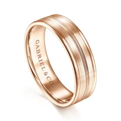 Outlet Gabriel & Co. Weston - 14K Rose Gold 6mm - Men's Wedding Band in Satin Finish
