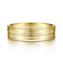 Hot Gabriel & Co. Weston - 14K Yellow Gold 6mm - Men's Wedding Band in Satin Finish