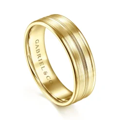 Hot Gabriel & Co. Weston - 14K Yellow Gold 6mm - Men's Wedding Band in Satin Finish