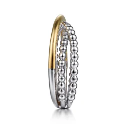 Discount Gabriel & Co. Wide Band Criss Cross Ring 14K Yellow Gold and 925 Sterling Silver