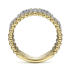 Best Gabriel & Co. Wide Band Easy-Stack Ring 14K White and Yellow Gold Diamond 0.35ct Bujukan