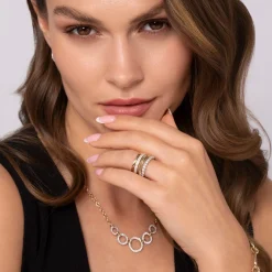 Best Gabriel & Co. Wide Band Easy-Stack Ring 14K White and Yellow Gold Diamond 0.65ct