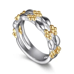Outlet Gabriel & Co. Wide Band Easy-Stack Ring 14K Yellow Gold and 925 Sterling Silver Bujukan