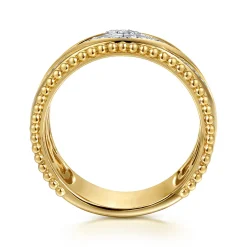 Best Gabriel & Co. Wide Band Ring Chevron 14K Yellow Gold Diamond 0.18ct Bujukan