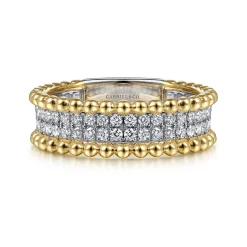 Clearance Gabriel & Co. Wide Band Ring 14K White and Yellow Gold Diamond 0.45ct Bujukan