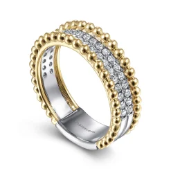Clearance Gabriel & Co. Wide Band Ring 14K White and Yellow Gold Diamond 0.45ct Bujukan