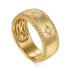 Hot Gabriel & Co. Wide Band Ring 14K Yellow Gold Diamond 0.08ct Bujukan