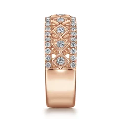 Best Gabriel & Co. Wide 14K Rose Gold Geometric Diamond Anniversary Band - 0.5 ct