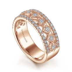 Best Gabriel & Co. Wide 14K Rose Gold Geometric Diamond Anniversary Band - 0.5 ct