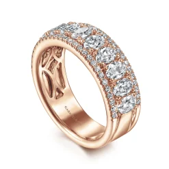 Outlet Gabriel & Co. Wide 14K Rose Gold Oval and Round Diamond Anniversary Band - 1.9 ct