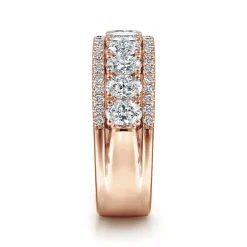 Outlet Gabriel & Co. Wide 14K Rose Gold Oval and Round Diamond Anniversary Band - 1.9 ct